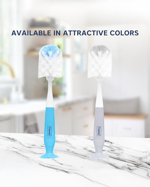 Hopop 2-in-1 Bottle & Nipple Cleaning Brush Set One Size Grey