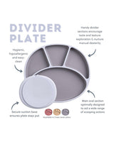 Bibado Silicone Suction Divider Plate – Mist | Baby Weaning Plate