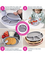 Bibado Silicone Suction Divider Plate – Mist | Baby Weaning Plate