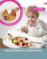 Bibado Silicone Suction Divider Plate – Fawn | Baby Weaning Plate