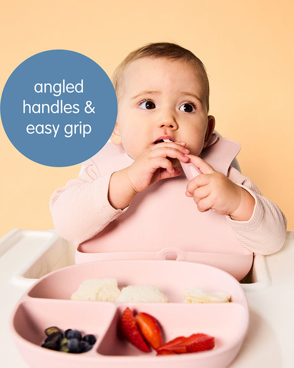 B Box Toddler Cutlery Set Spoon and Fork - Blush Pink