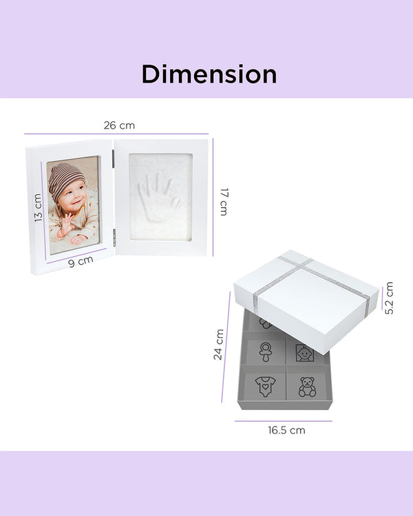 Dooky Gift Set Handprint Double Frame And Memory Box - White