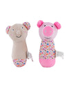 Nuluv Sensory Buddies Pig & Bear Rattle & Squeaker Toys 6 × 12 × 12 cm Multicolour Pack of 2