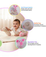 Nuluv Sensory Buddies Pig & Bear Rattle & Squeaker Toys 6 × 12 × 12 cm Multicolour Pack of 2