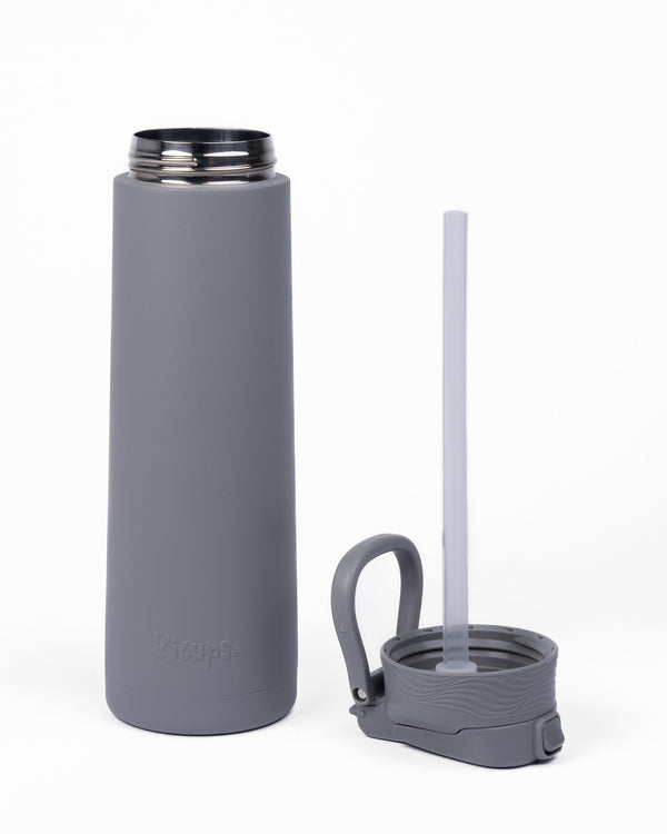 Kicups FlexiFlow Kids Water Bottle 750ml - Grey