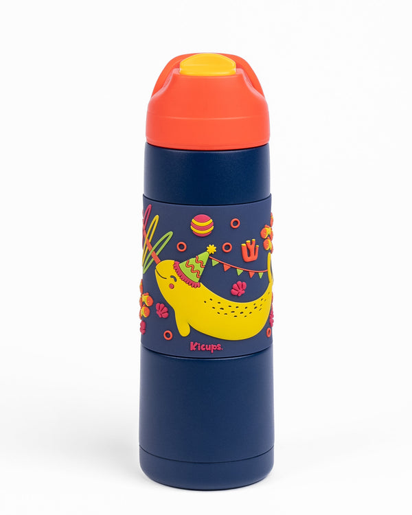 Kicups Grip Flow Kids Insulated Steel Bottle - Fin Fiesta