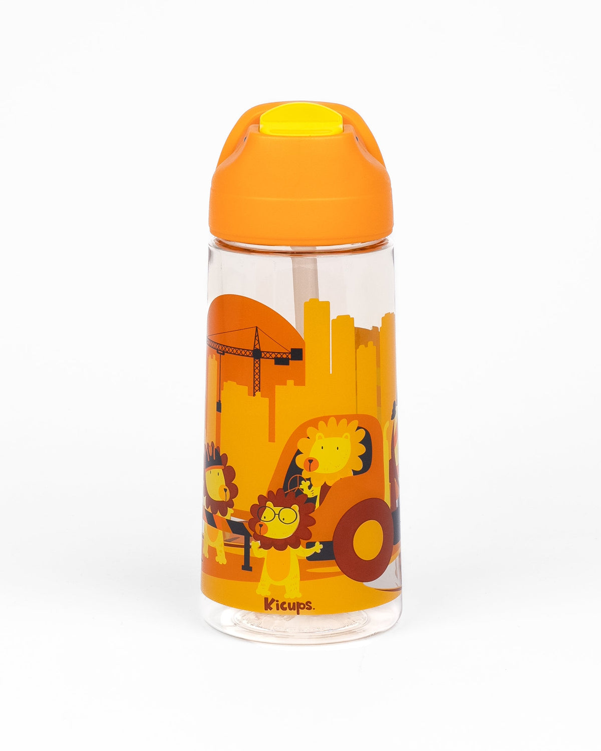 Kicups Clear Sip Kids Water Bottle 550ml Little Builders