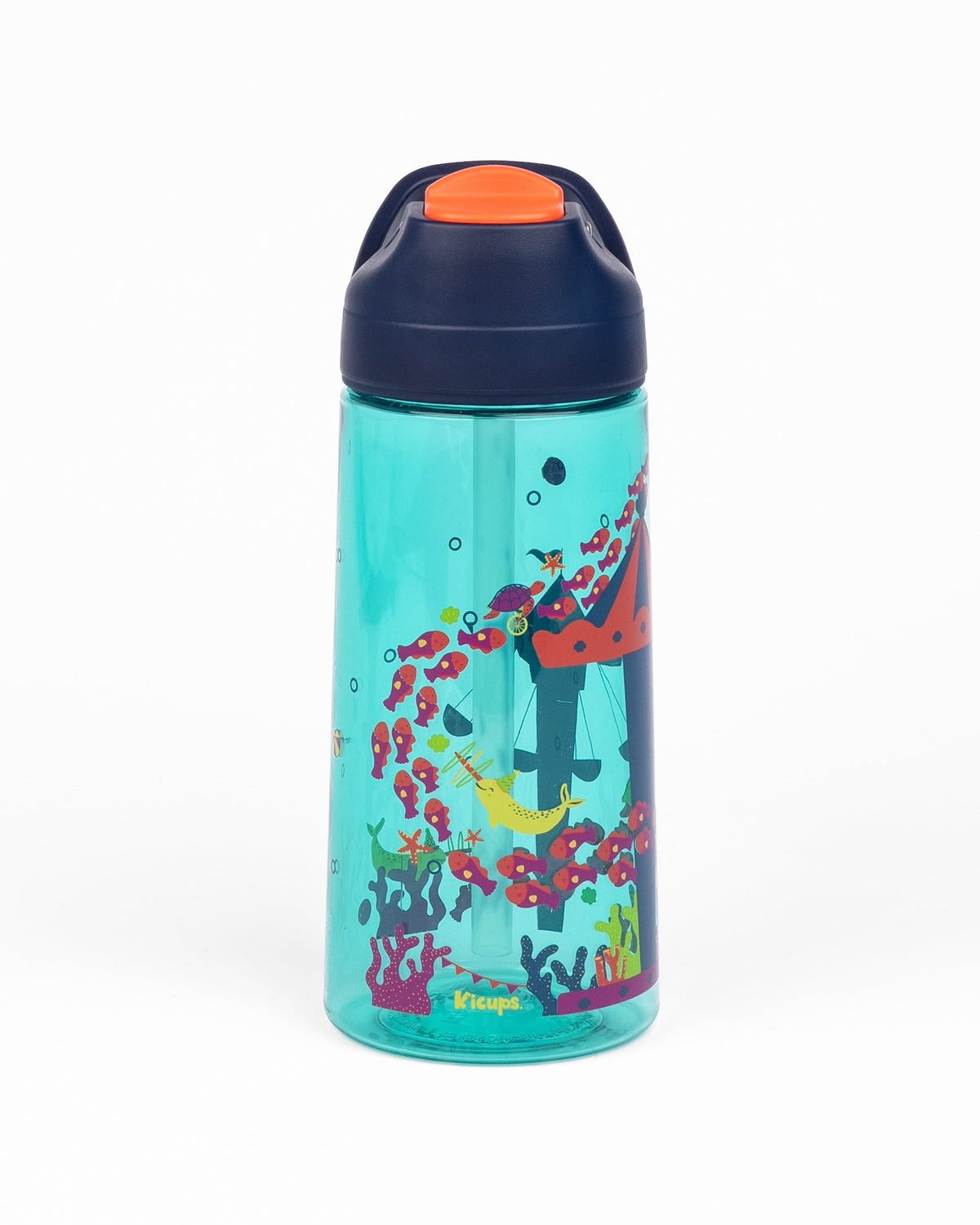 Kicups Clear Sip Kids Water Bottle 550 ml Fin Fiesta