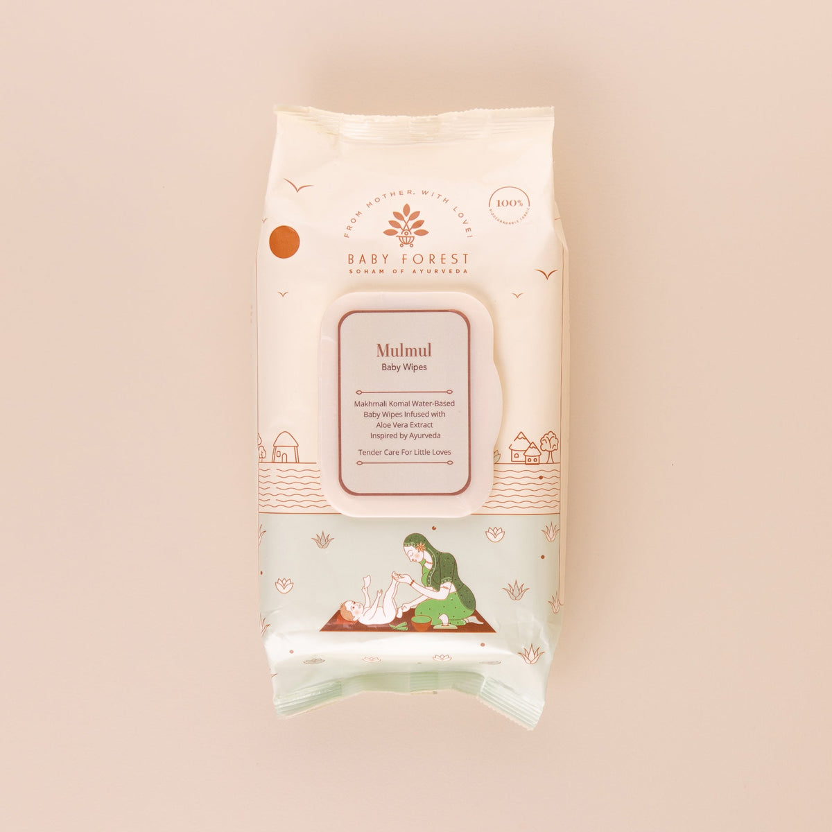Baby Forest Mulmul Baby Wipes with Aloe Vera – 72 Wipes