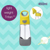 B Box Tritan Straw Drink Bottle 450Ml - Lemon Sherbet Yellow Grey