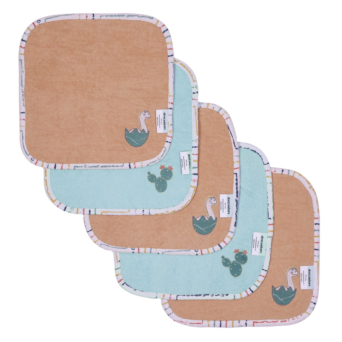 Abracadabra Face Washers Set of 5 Standard Size D for Dino