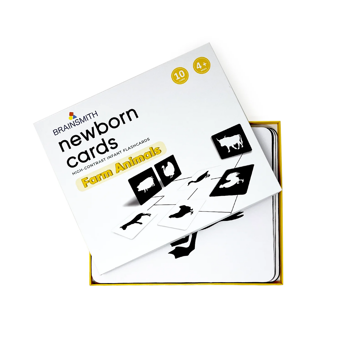 Brainsmith Farm Animals Newborn High Contrast Flash Cards Set of 10 Cards 26 × 22 cm Black & White