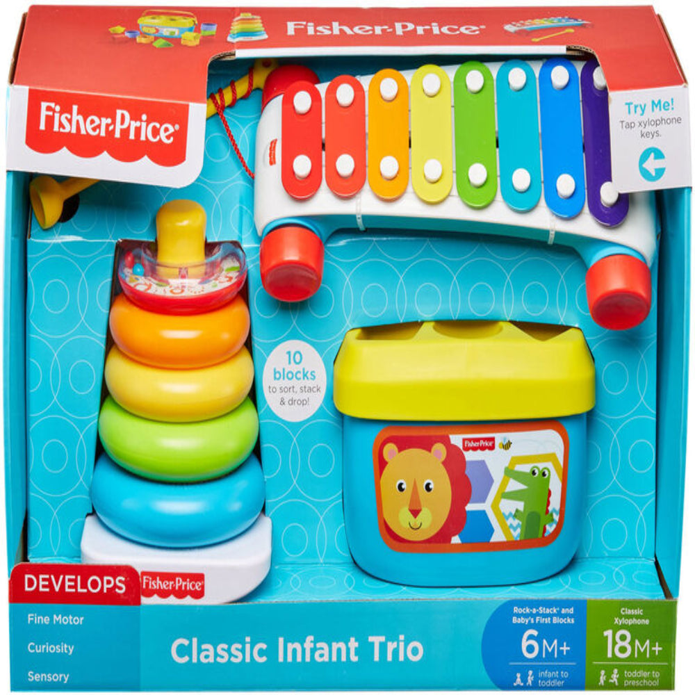 Fisher-Price Classic Infant Trio 3-Piece Toy Gift Set Multicolour