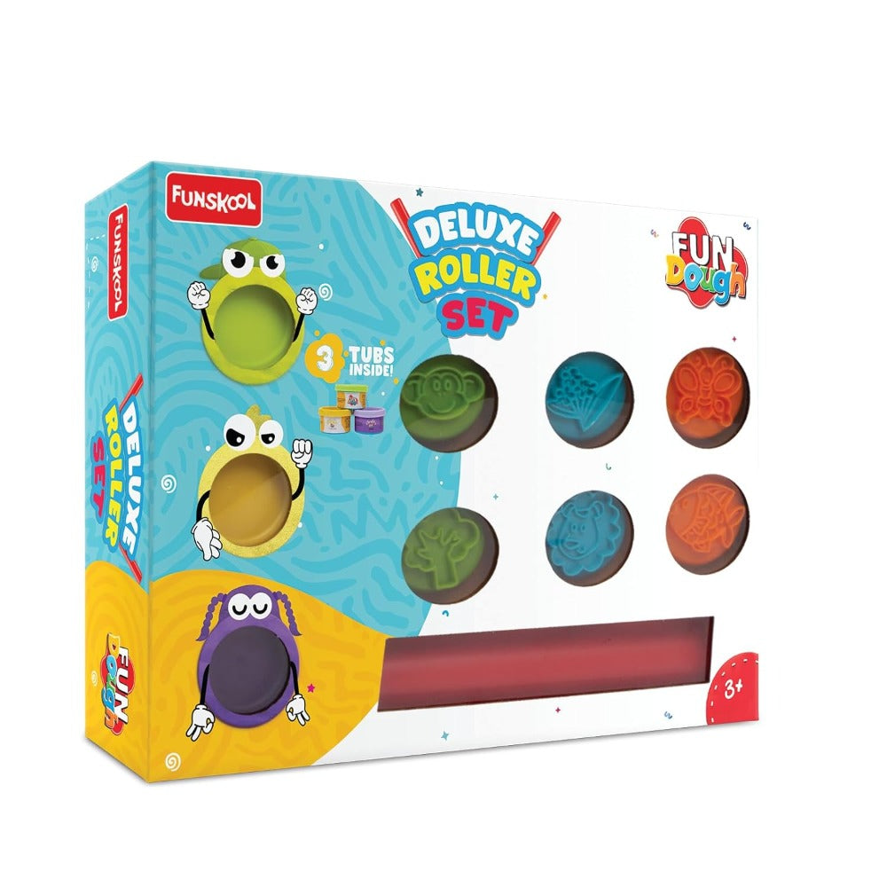 Dough Playset Funskool Fundough Deluxe Roller Set 3 Tubs 3Y+ – Multicolour