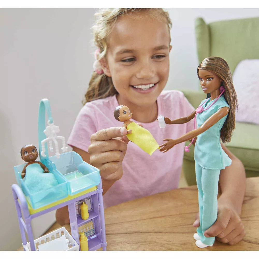 Barbie Baby Doctor Playset With Brunette Doll