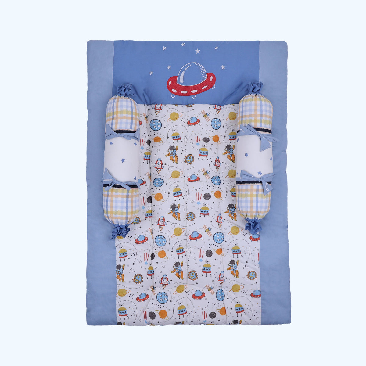 Abracadabra Rocketman Baby Gadda Set with 2 Bolsters – Blue