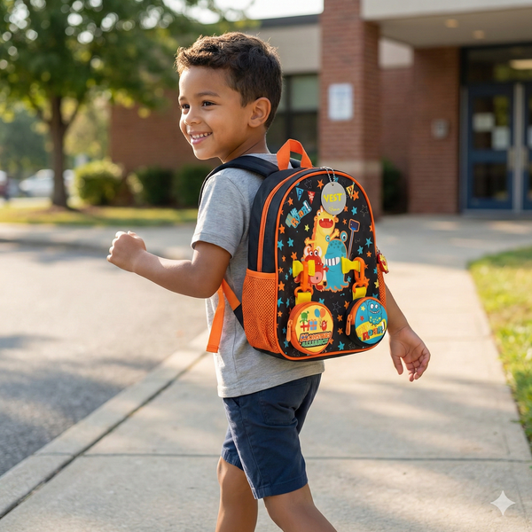 Vest School Bag For Kids 10" - Monster