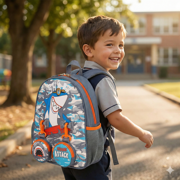 Vest School Bag For Kids 10" - Shark