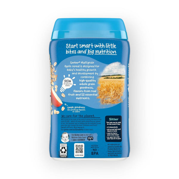 Gerber Multigrain Apple Cereal – Baby Cereal, 6+ Months