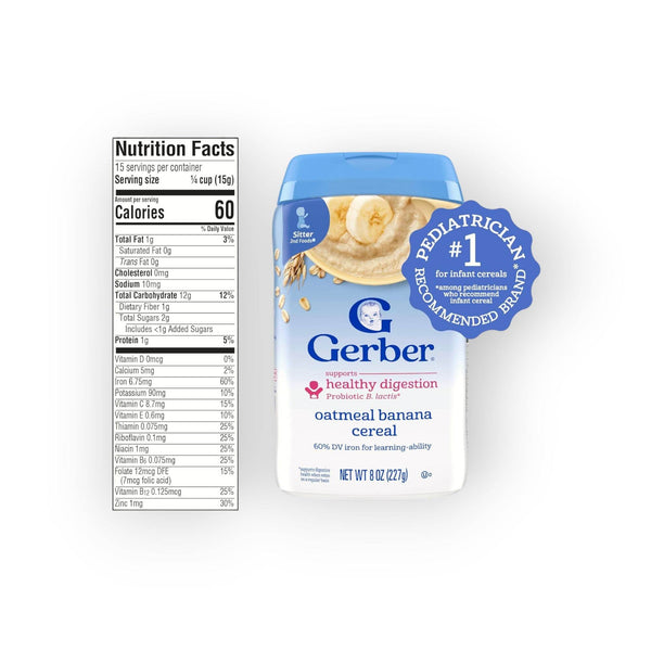 Gerber Probiotic Cereal Oatmeal Banana Infant Cereal – 8+ Months
