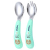 Hopop Stainless Steel Spoon & Fork with Travel Case 2-Piece Green