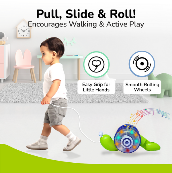 R For Rabbit Orapple Snail Tune BPA-Free Musical Pull Toy 12M+