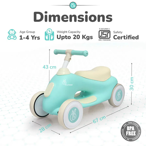 R For Rabbit Speedster Zoomy Push Ride On - Green Cream