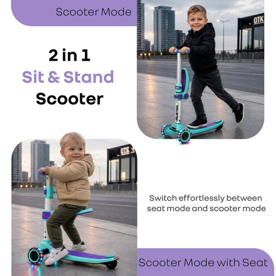 R for Rabbit Road Runner Stellar Duo 2-in-1 Kick Scooter One Size Green Purple