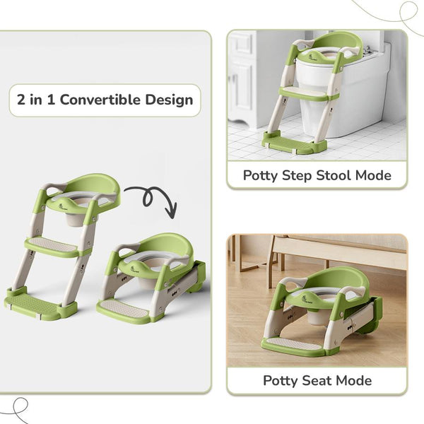 R For Rabbit Hilltop Trainer 2-in-1 Step Stool and Potty Seat for Kids with Adjustable Height