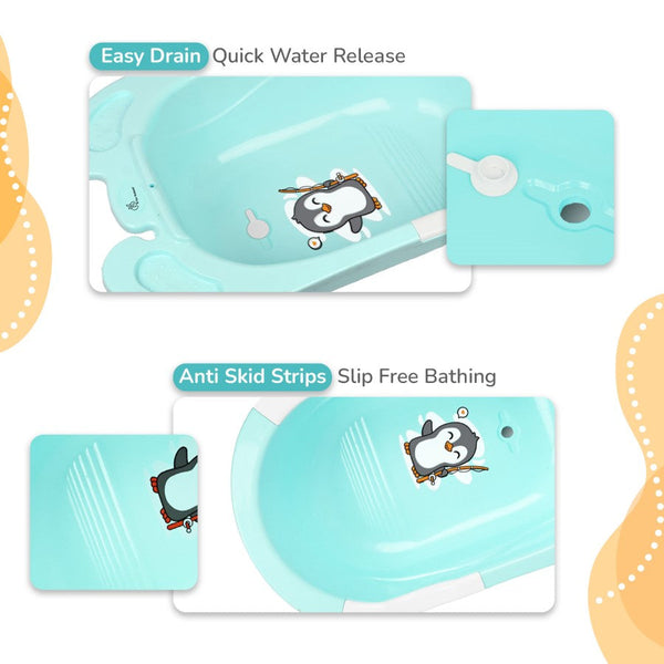 R for Rabbit Bubble Double Snowy Bath Tub with Ergonomic Sling - Green White