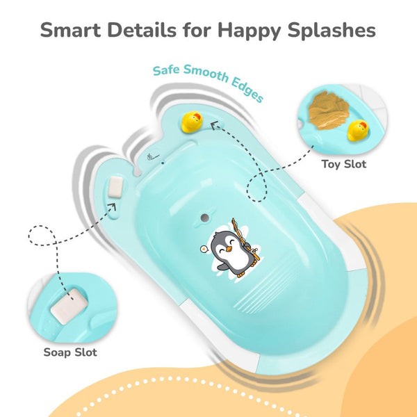 R for Rabbit Bubble Double Snowy Bath Tub with Ergonomic Sling - Green White