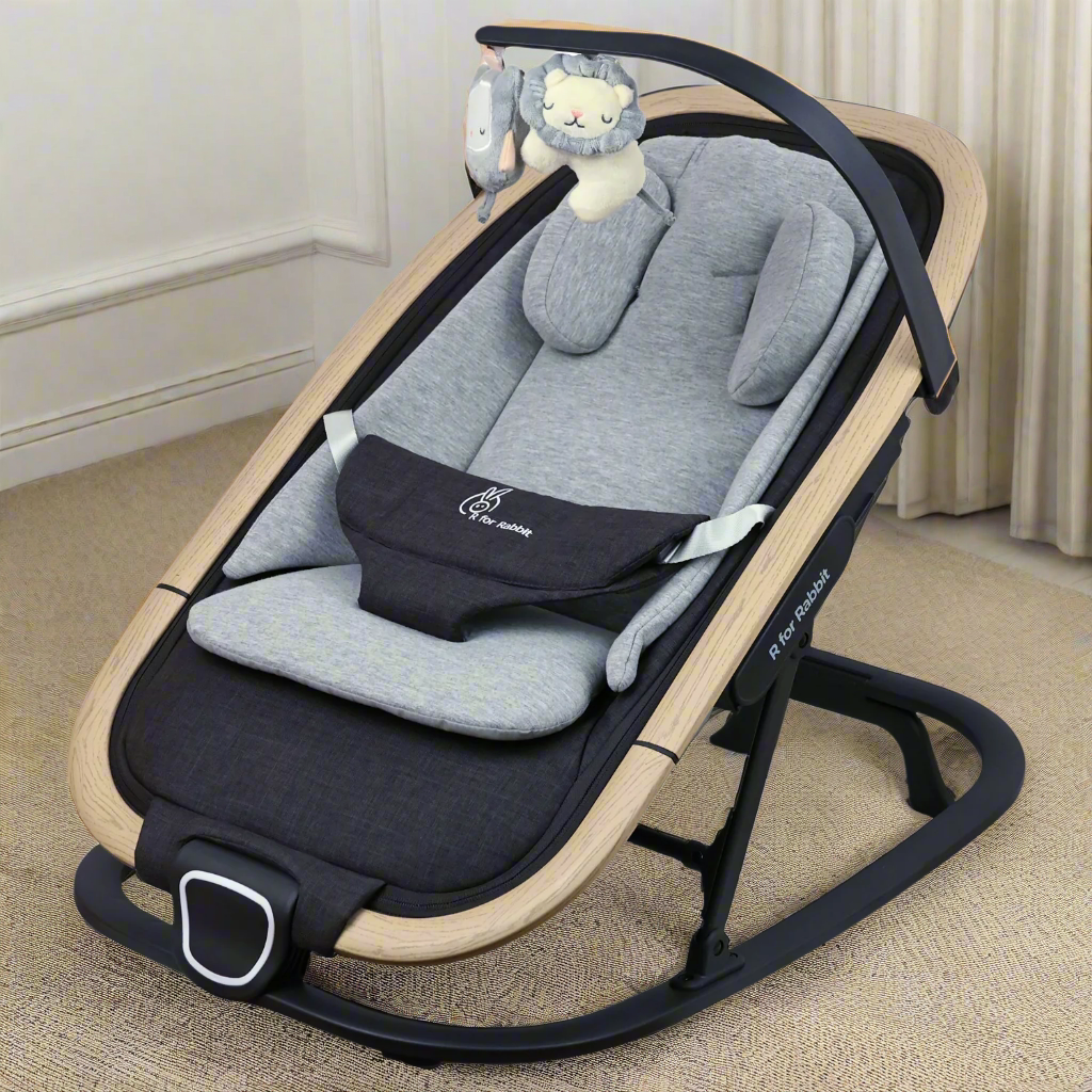 R For Rabbit Rock N Nap Bliss Sleeper & Rocker - Grey Black