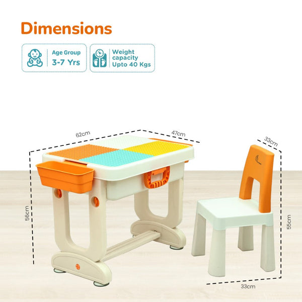 R for Rabbit Little Genius Learner 4-in-1 Study Table Set 3–7 Years Grey Multi