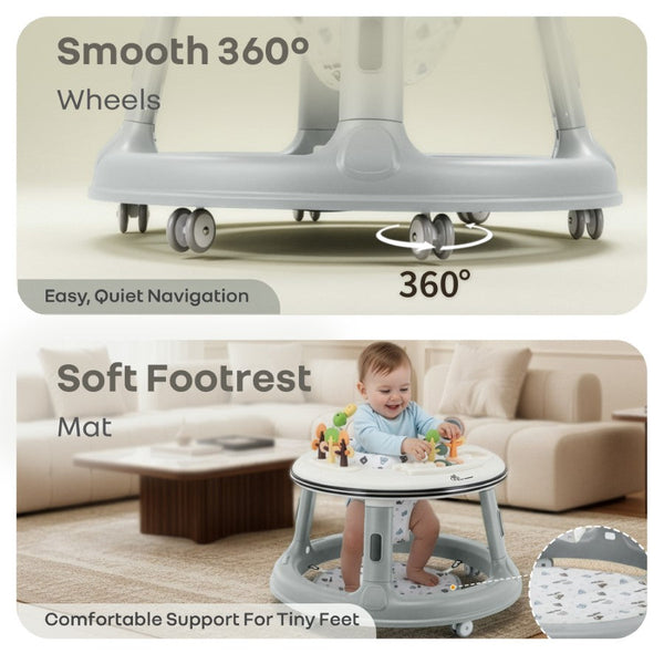R For Rabbit Little Feet Hopper Baby Walker - Grey White