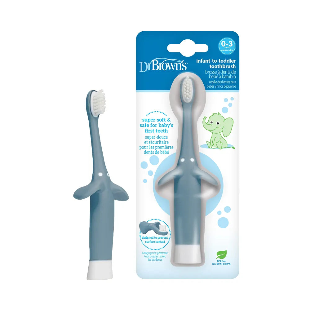 Dr. Brown's Infant-to-Toddler Toothbrush Elephant 0–3 Years Blue