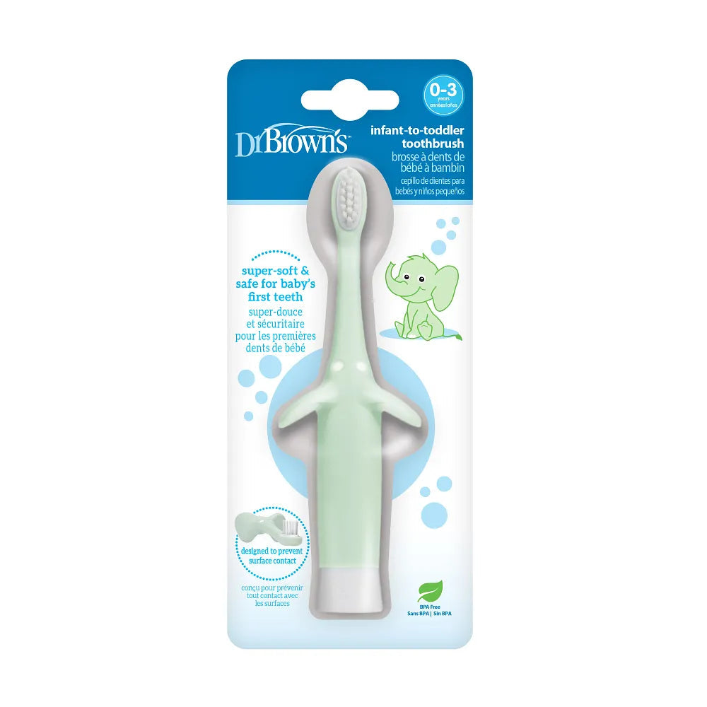 Dr. Brown’s Infant-to-Toddler Elephant Toothbrush 0-3 Years Mint