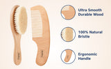 Hopop Natural Bristle Baby Wooden Brush & Comb Set 0M+