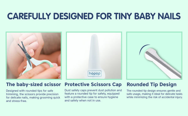 Hopop Baby Safety Nail Scissors with Rounded Head - Blue