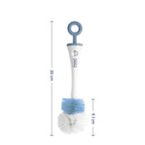 Hopop Bottle & Nipple Cleaning Brush with Grooved Handle & Easy Hanging Storage 2-in-1 Blue