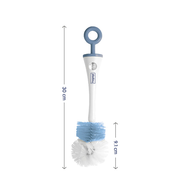 Hopop Bottle & Nipple Cleaning Brush with Grooved Handle & Easy Hanging Storage 2-in-1 Blue