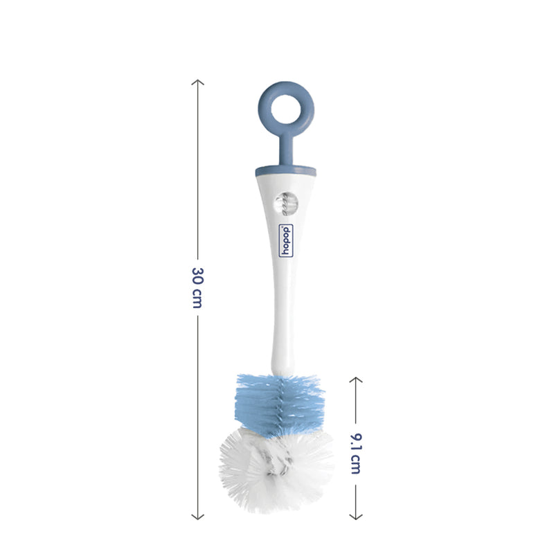 Hopop 2-in-1 Bottle & Nipple Cleaning Brush Grooved Handle with Hanging Storage One Size – Grey