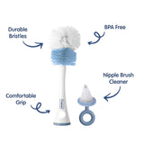 Hopop 2-in-1 Bottle & Nipple Cleaning Brush Grooved Handle with Hanging Storage One Size – Grey