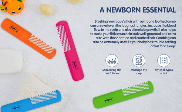 Hopop Rounded Teeth Edge Easy Grip Baby Hair Comb – Gentle & Safe