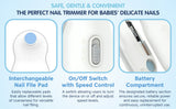 Hopop Electric Baby Nail Trimmer Safe & Silent Grooming with Storage Case 0M+ – White