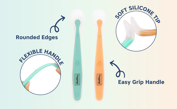 Hopop Spoon Silicon Pack Of 2 - Assorted Colour