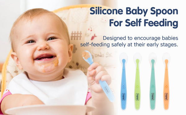 Hopop Spoon Silicon Pack Of 2 - Assorted Colour