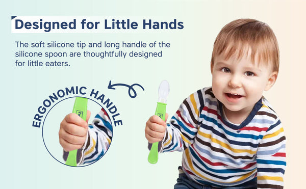 Hopop Silicone Baby Self-Feeding Spoons – Pack of 2 ( ASHORTED )