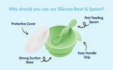 Hopop Silicone Bowl & Spoon with Suction Base & Snap-On Lid Grey