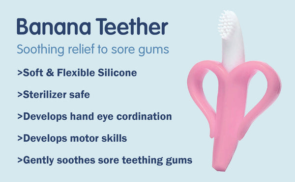 Hopop Easy Grip Banana-Shaped Silicone Baby Teether