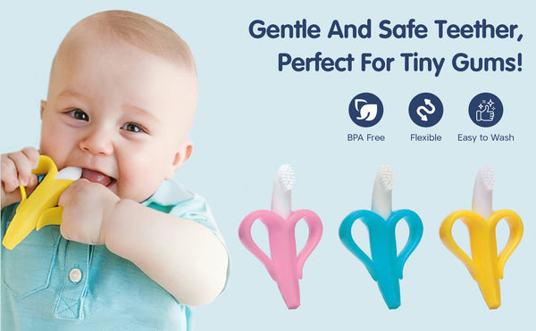 Hopop Easy Grip Banana-Shaped Silicone Baby Teether